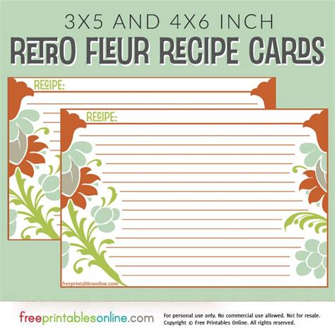 10 Free Printable Recipe Card Sets