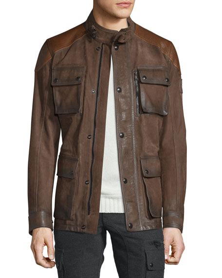 Belstaff Trialmaster Calfskin Leather Jacket, Oak Brown