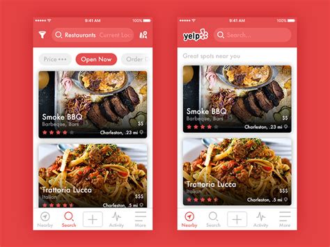 Yelp App by Matt Bonini on Dribbble