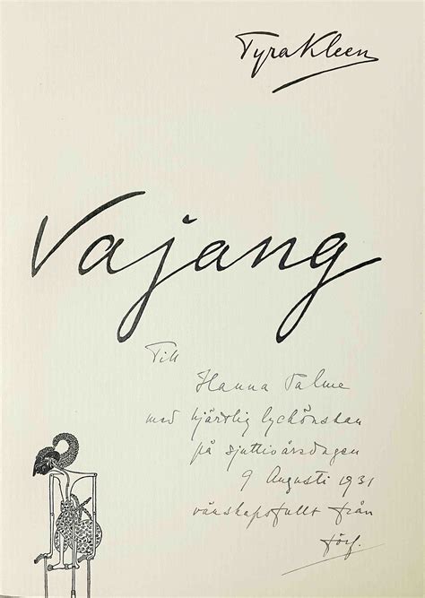 Vajang (Javansk teater). Stockholm 1930. von KLEEN, TYRA (AF):: Signed by Author(s) | Charlotte ...