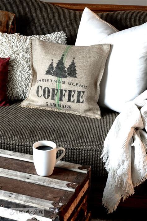 Make a Christmas themed grain sack coffee pillow instantly! | Coffee pillows, Grain sack pillows ...