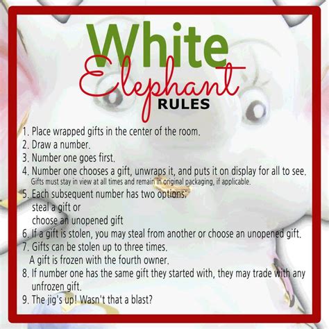 White Elephant Gift Exchange Rules and Printables | Christmas gift ...