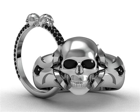 Custom Made Gold Skull Ring And Band - for a halloween wedding ...