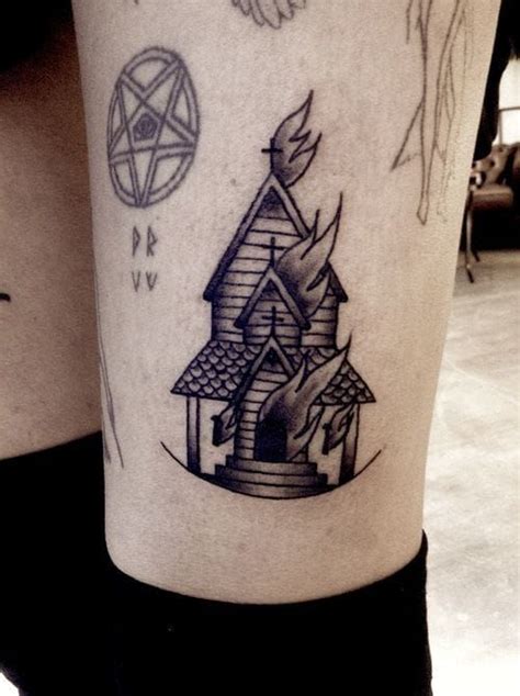 20 Controversial Burning Church Tattoos!! • Tattoodo