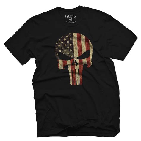 American Flag Punisher Skull Men's T Shirt