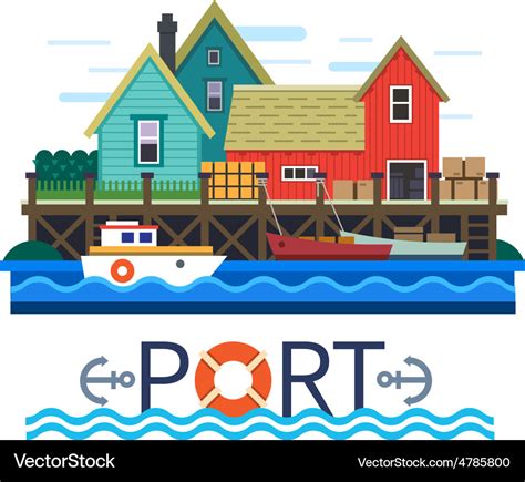 Sea port Royalty Free Vector Image - VectorStock