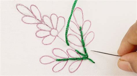 easy flower embroidery for beginners, hand embroidery designs flower #HandEmbroidery - YouTube