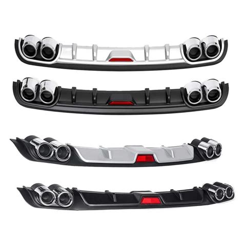 1 Piece Car Universal Rear Bumper Diffuser Lip Abs Plastic Black Silver Rear Bumper Lip Diffuser ...