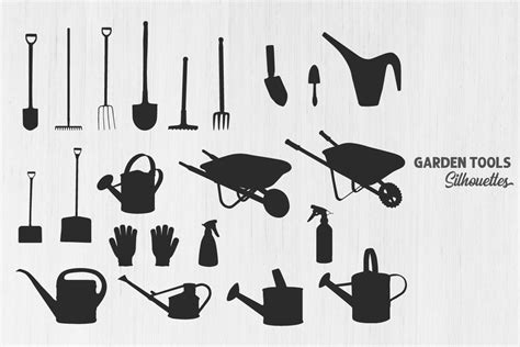 Garden Tools Silhouette, Gardening Tools Graphic by Design_Lands ...