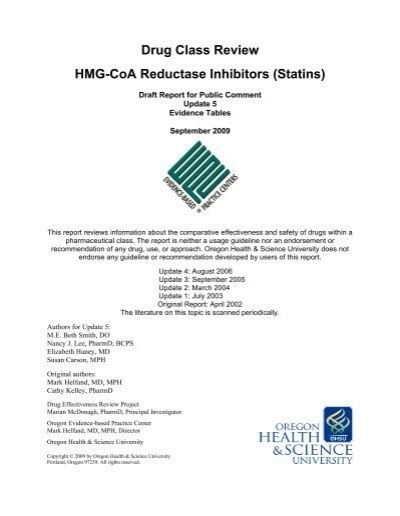 Drug Class Review HMG-CoA Reductase Inhibitors (Statins)