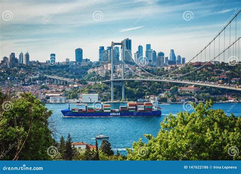 View of Bosphorus and Bosphorus Bridge Connected Asian and European Parts of Istanbul Editorial ...