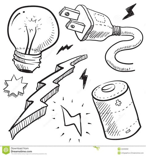 clip art electricien | Doodle style electricity or power vector illustration with cord and ...