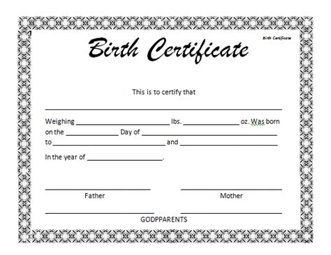 Certificate Of Birth Template