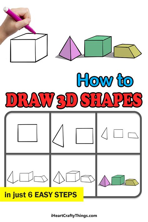 3D Shapes Drawing - How To Draw 3D Shapes Step By Step