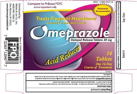 Omeprazole Tablet : Prilosec Otc 20 Mg Tablet 14 Tablet Course 3 Ct : Indications, dosage ...