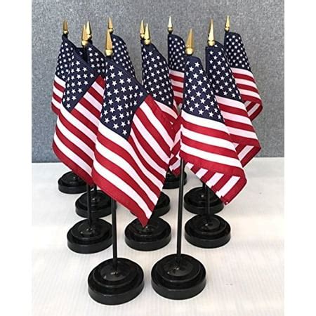 MADE IN USA!! Box of 12 USA 4"x6" Miniature Desk & Table Flags Includes 12 Flag Stands & 12 ...