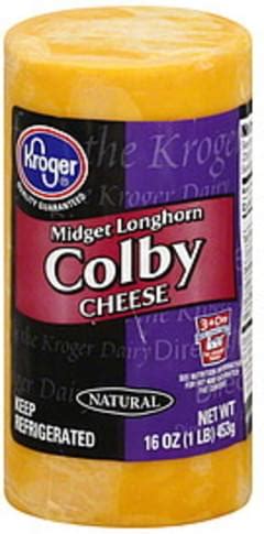 Kroger Colby, Midget Longhorn Cheese - 16 oz, Nutrition Information | Innit