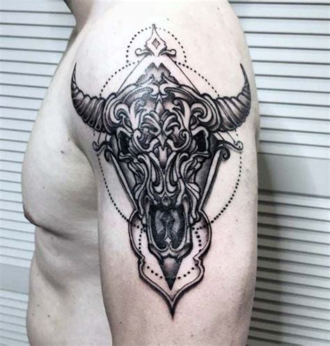 93 Amazing Bull Skull Tattoo Designs for Men [2024 Guide] | Bull skull tattoos, Bull tattoos ...