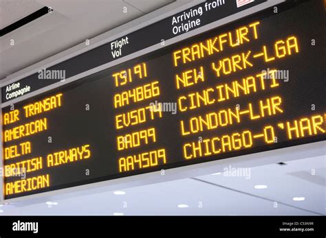 Toronto Pearson International airport arrivals board Stock Photo - Alamy