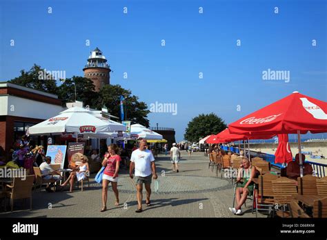 Kolobrzeg (Kolberg), Promenade at lighthouse, baltic sea, Pomerania Stock Photo: 55469336 - Alamy