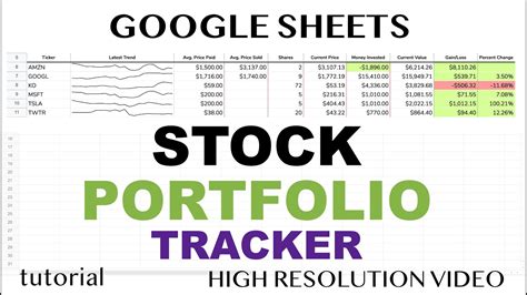 Stock Portfolio Tracker Spreadsheet - Google Sheets Template