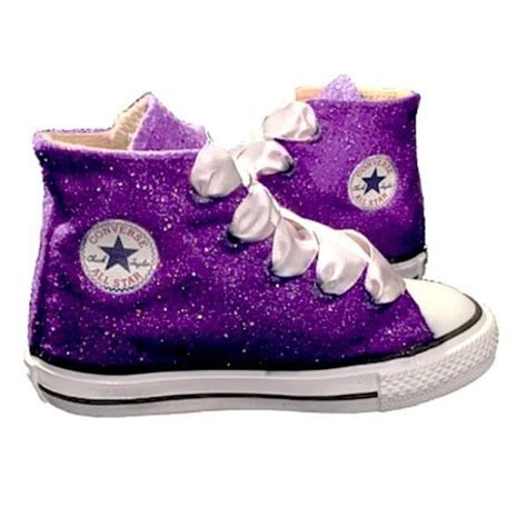 Kids Sparkly Glitter Converse All Stars Bling Crystals Flower Girls ...