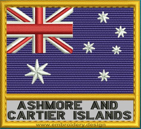 Design embroidery Flag of Ashmore and Cartier Islands with Text Caption and Gold Trim by ...