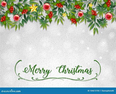 Merry Christmas Card Template with Mistletoes Stock Vector ...