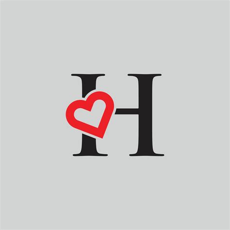 Logo Heart Letter H. Beautiful vector love logo design. H love outline ...