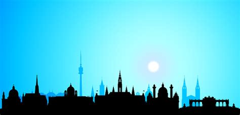 Vienna Skyline Silhouette At Night Stock Illustration - Download Image Now - iStock