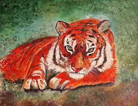 Bengal Tiger painting original art impasto artwork colorful | Etsy