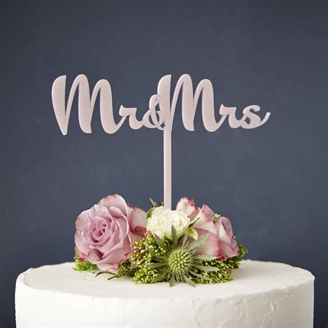 calligraphy mr and mrs wedding cake topper by sophia victoria joy | notonthehighstreet.com