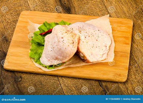 Raw chicken thigh stock photo. Image of freshness, thigh - 115636802