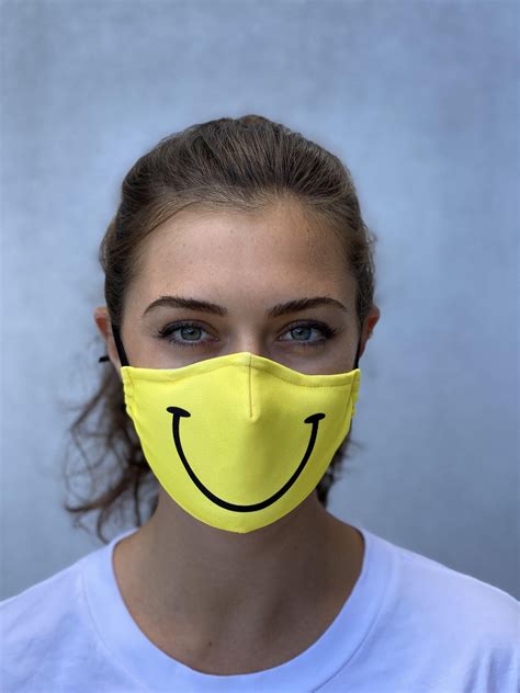 Yellow Smiley Washable Face Mask – Delfina Sport