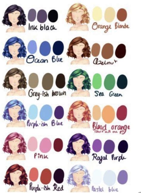 Hair colour ideas | Anime hair color, Skin color palette, Palette art