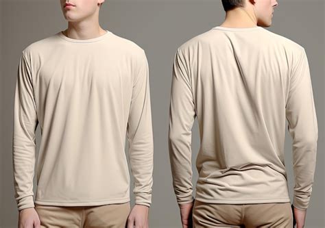 Premium AI Image | Man wearing a beige Tshirt with long sleeves Front and back view