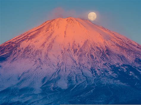 壁紙 富士山、火山、雪、月、日本 3840x2160 UHD 4K 無料のデスクトップの背景, 画像