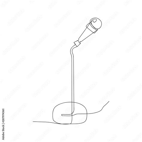 continuous line drawing of microphone. isolated sketch drawing of ...