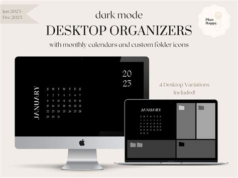 Desktop Wallpaper Organizers With Monthly Calendar jan Dec - Etsy