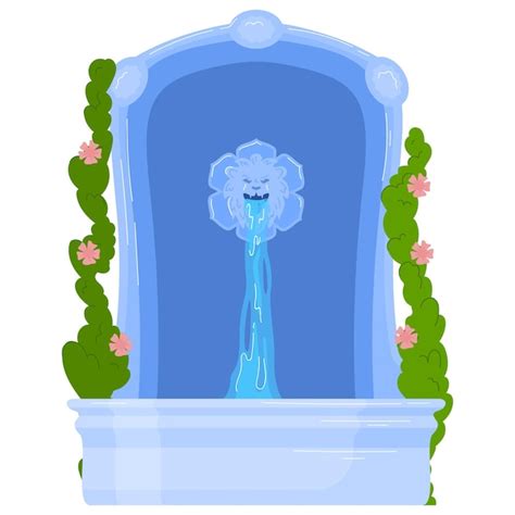 Premium Vector | Fountain water decoration isolated on white vector illustration outdoor park ...