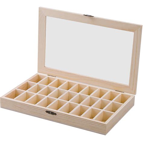 Buy Specimen Box Solid Wood with 27 Compartments Collection Mineral Rock, Display Case Display ...