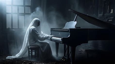 Premium AI Image | Ghost playin piano in a spooky room