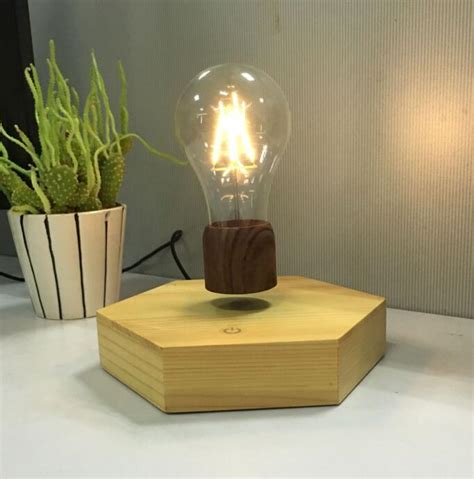 new 360 rotating wooden base magnetic floating levitating led bulb lamp ...