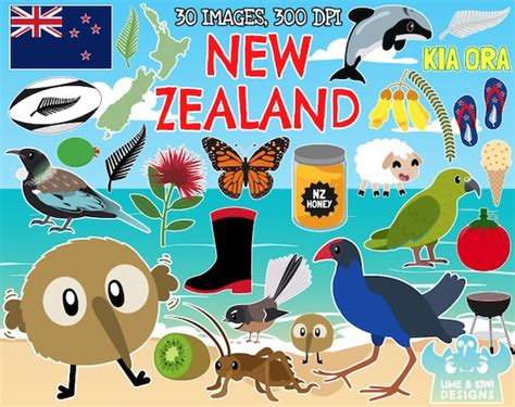 New Zealand/kiwiana Clipart Instant Download Vector Art | Etsy