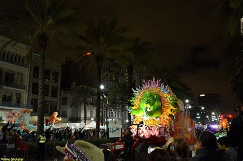 Krewe of Orpheus Parade Float; Canal Street is split in the middle by ...