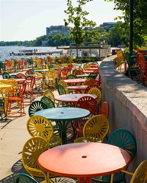 UW Madison Union Terrace Chairs Along Lake Mendota 2 - Etsy