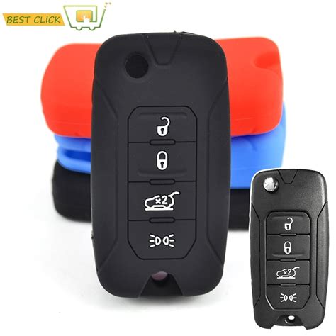 4 Button Silicone Remote Key Cover Fit For Jeep Renegade Rubber Flip Keyless Shell Skin Case Fob ...