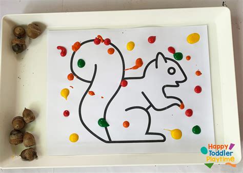 Acorn Painted Squirrel Craft with Free Template - Happy Toddler Playtime