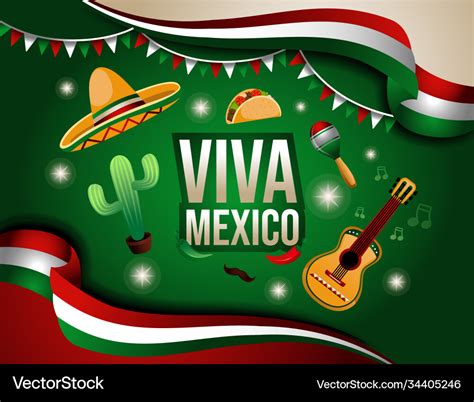 Viva mexico independent day Royalty Free Vector Image