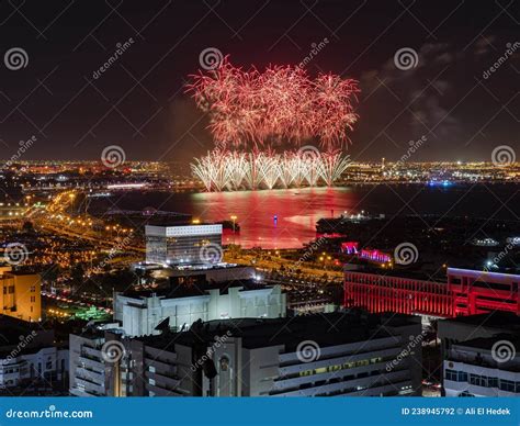 National Day of Qatar - Fireworks Display Stock Photo - Image of skyline, night: 238945792